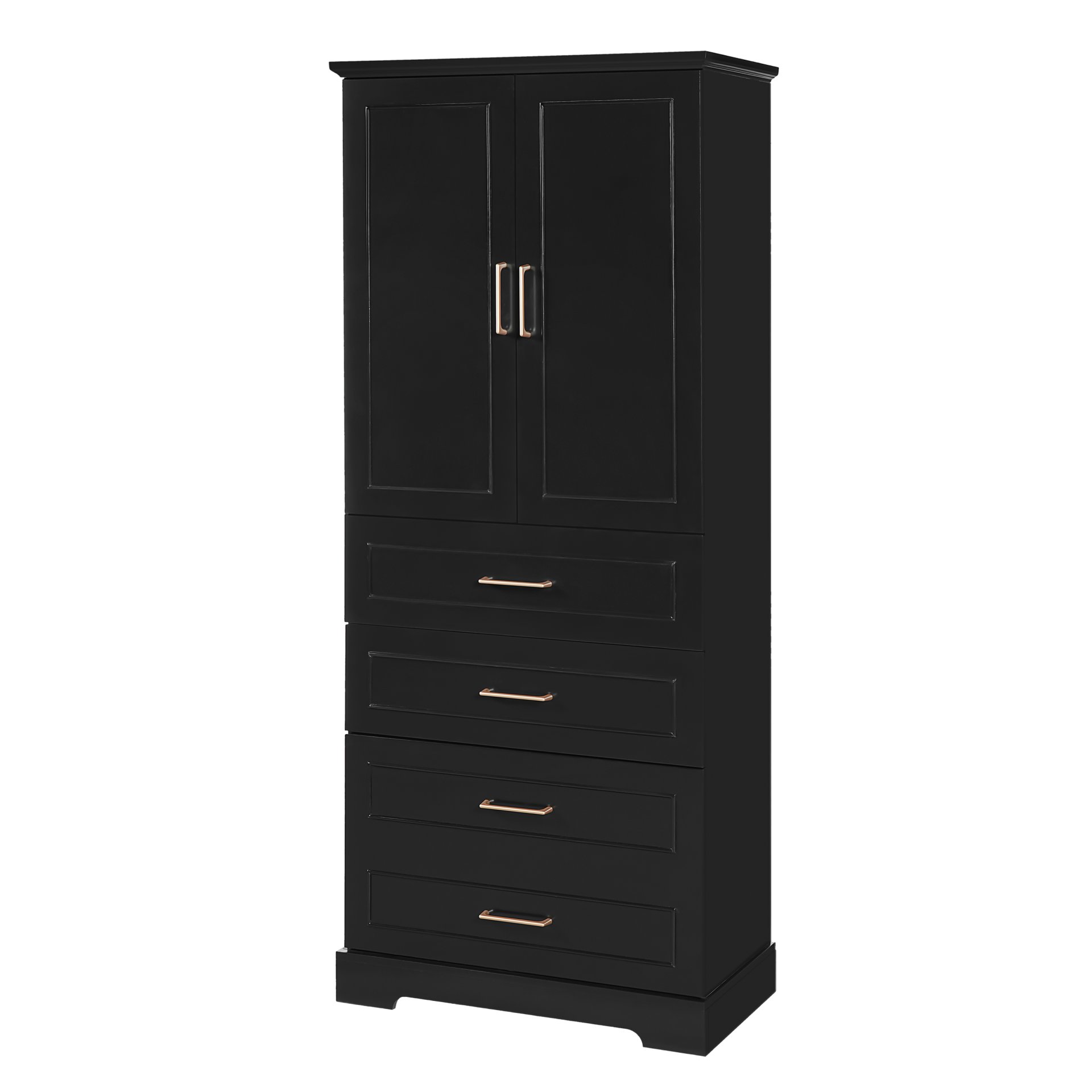 Bathroom Cabinet With 3 Drawers, Adjustable Shelf, Panels, Steel Handles, Soft Close Doors - Black - Image 11