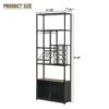 82.7" Industrial Standing Wine Rack With Glass Rack Tall Freestanding Floor Bar Cabinet - Walnut / Black - Image 5