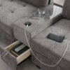 Sectional With Acrylic Table Top U Shaped Couch Set With 2 Consoles USB Charger, Storage Drawers And Pockets Movable Ottoman Tufted Sofa - Gray - Image 11