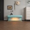 Upholstered Ottoman With LED Sensor Light Ideal For Living Room, End Of Bed - Antique Blue Green - Image 8
