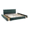Modern Queen Size Upholstered Bed With Storage Drawer - Blue / Green - Image 11