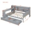 Full Size Daybed With 3 Drawers USB Ports And Desk - Gray - Image 20