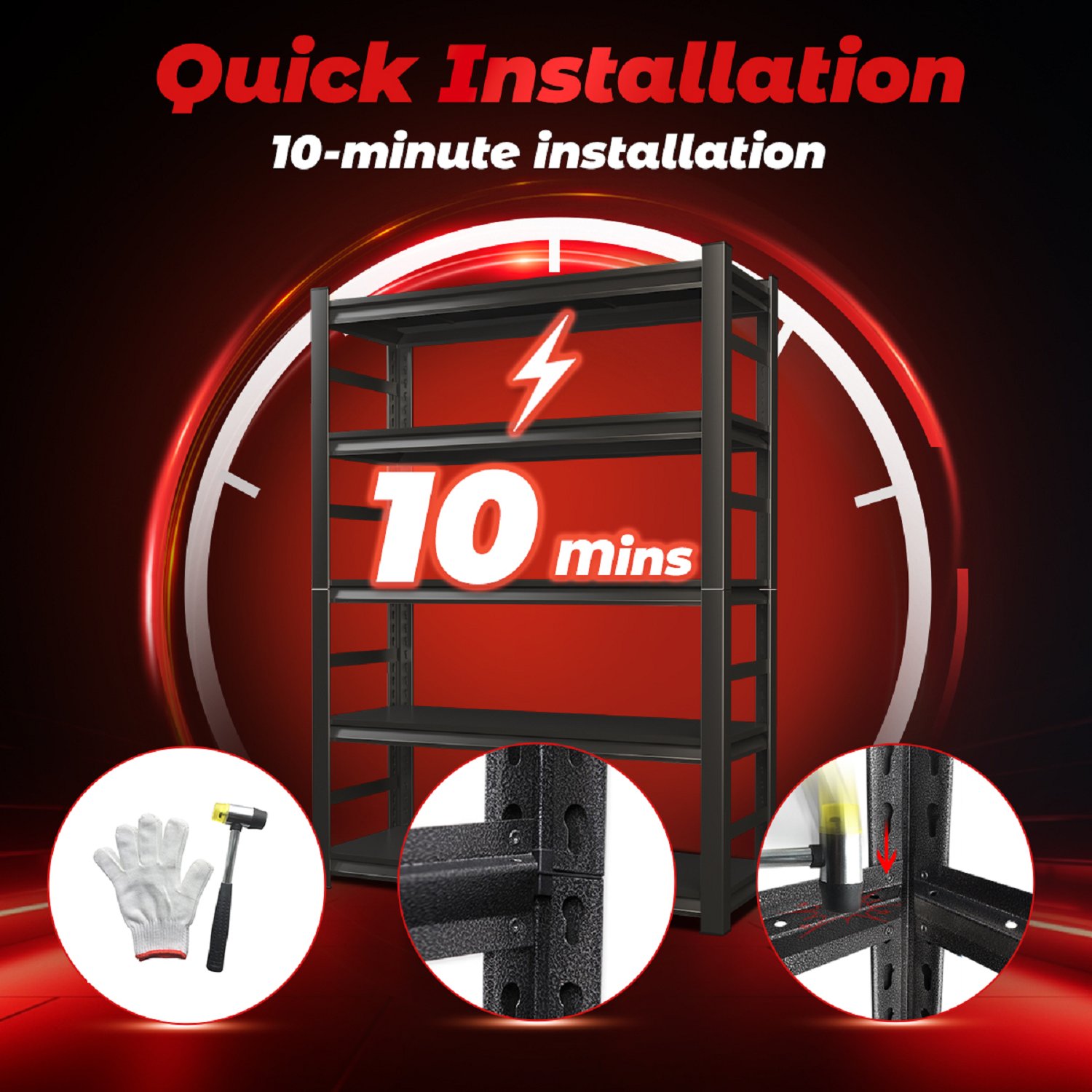 Heavy Duty Storage Rack, 5 Layer Adjustable Shelf, Suitable For Tool Rooms, Garages - Black - Image 10