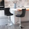 Swivel Velvet Barstools Adjusatble Seat Height From 25-33", Modern Upholstered Chrome Base Bar Stools With Backs Comfortable Tufted For Home Pub And Kitchen Island (Set of 2) - Black - Image 14