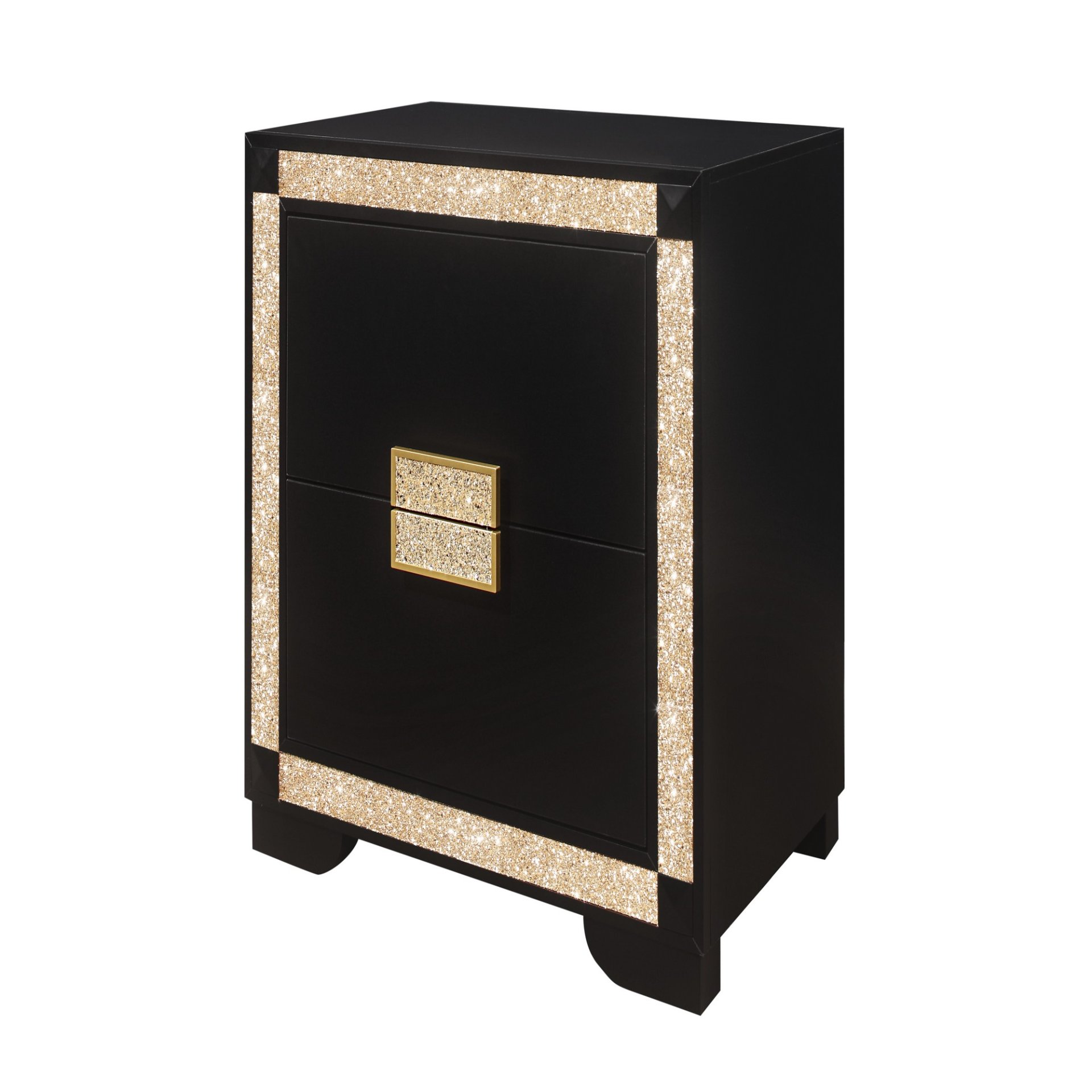 Lively - Nightstand With Glitter Detail And Thick Bar Handle Hardware - Black - Image 4