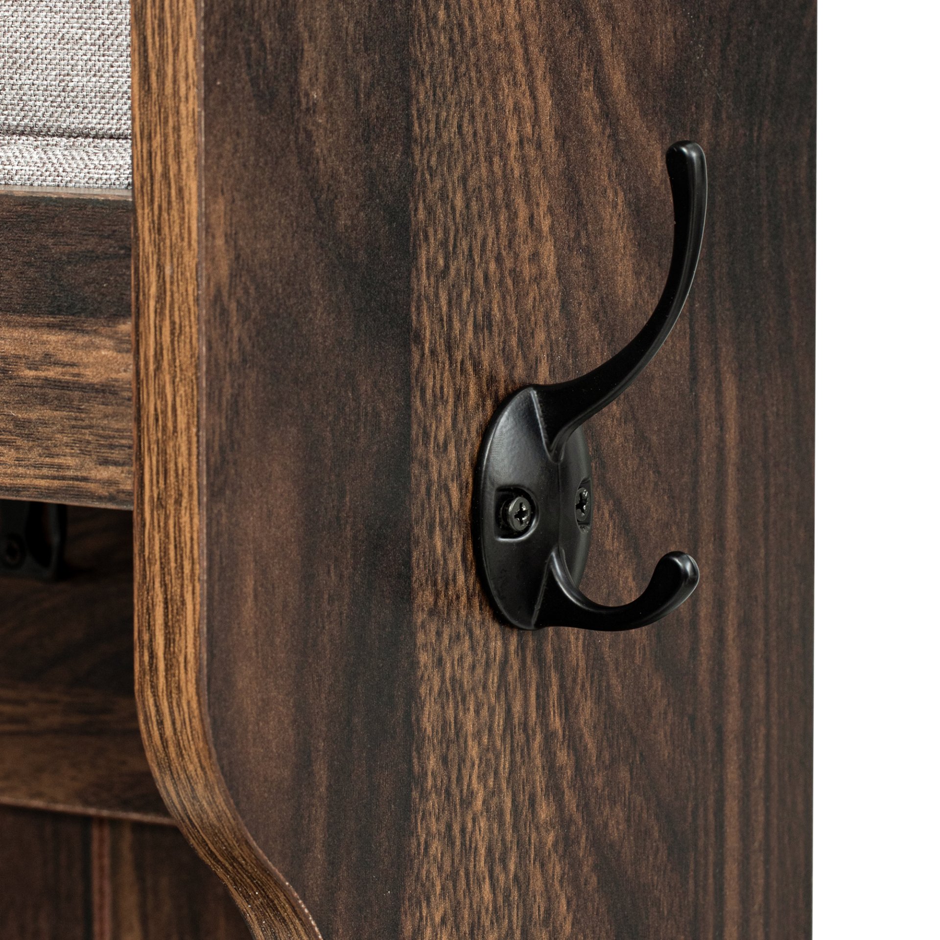 Hall Tree With 6 Hooks And Hinged Lid, Coat Hanger, Entryway Bench, Storage Bench, 3 In 1 Design, For Entrance, Hallway - Brown - Image 19