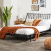 Mid-Century Modern Solid Wood Queen Platform Bed Frame With Spindle Headboard - Black - Image 4