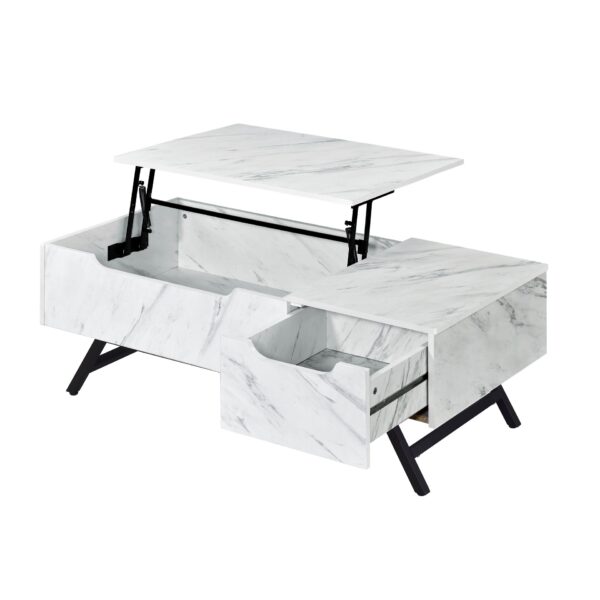 Throm - Faux Marble Grain Coffee Table With Lift Top - White