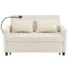 Loveseat Sofa Pull Out Sofa Bed Sleeper Sofa With A Reversible Backrest Cushion, Side Pockets, 2 USB Ports And A Phone Holder For Living Room - Beige - Image 14