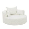 360 Degree Swivel Chair Accent Barrel Chair With Removable Pillows Chenille Fabric - Beige - Image 15