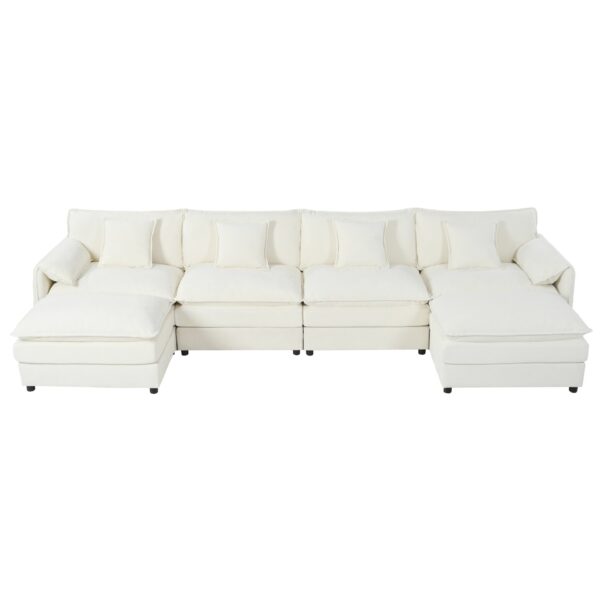 Elegant Modular Sectional Sofa Oversized Deep Seat U Shaped Couch Set Chenille - Beige