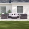 5 Piece Patio Chair Set With Cushions & Ottomans - Brown - Image 5
