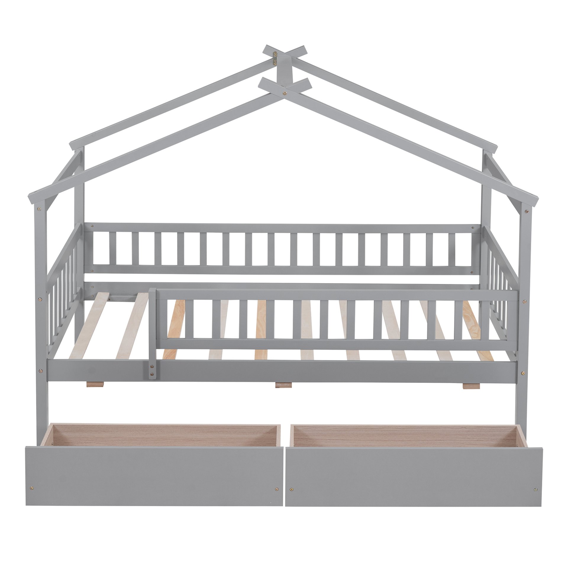 Twin Size House Bed With 2 Drawers - Gray - Image 14