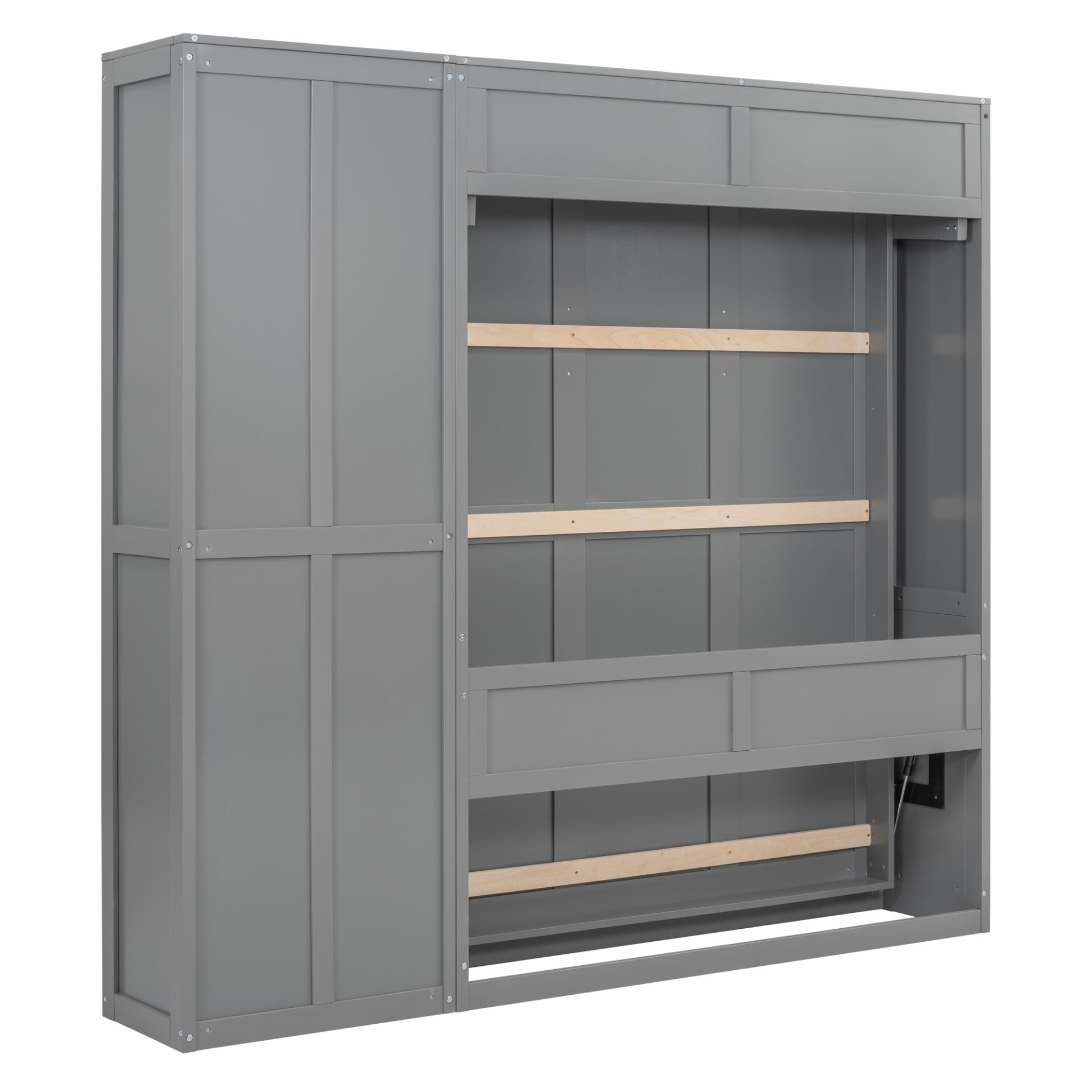 Full Size Murphy Wall Bed With Shelves - Gray - Image 11