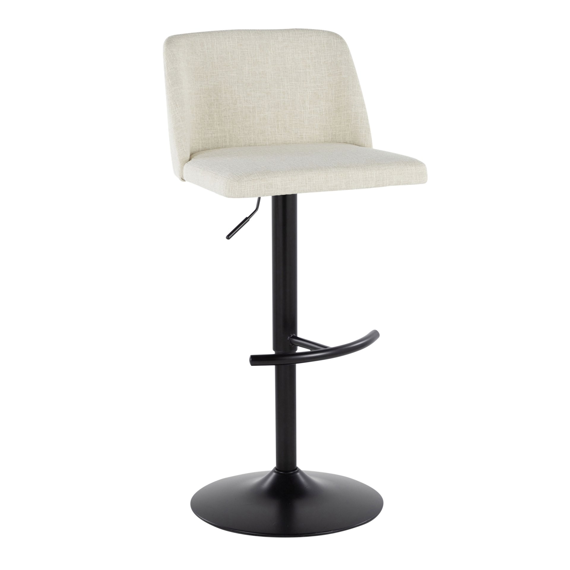 Toriano - Contemporary Adjustable Barstool Swivel With Rounded T Footrest (Set of 2) - Cream / Black - Image 2