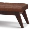 Draper - Mid Century Tufted Ottoman Bench - Distressed Saddle Brown - Image 3