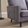 Mid Century Modern Loveseat Sofa, 2 Seater With USB & Removable Pillow Cover - Gray - Image 9