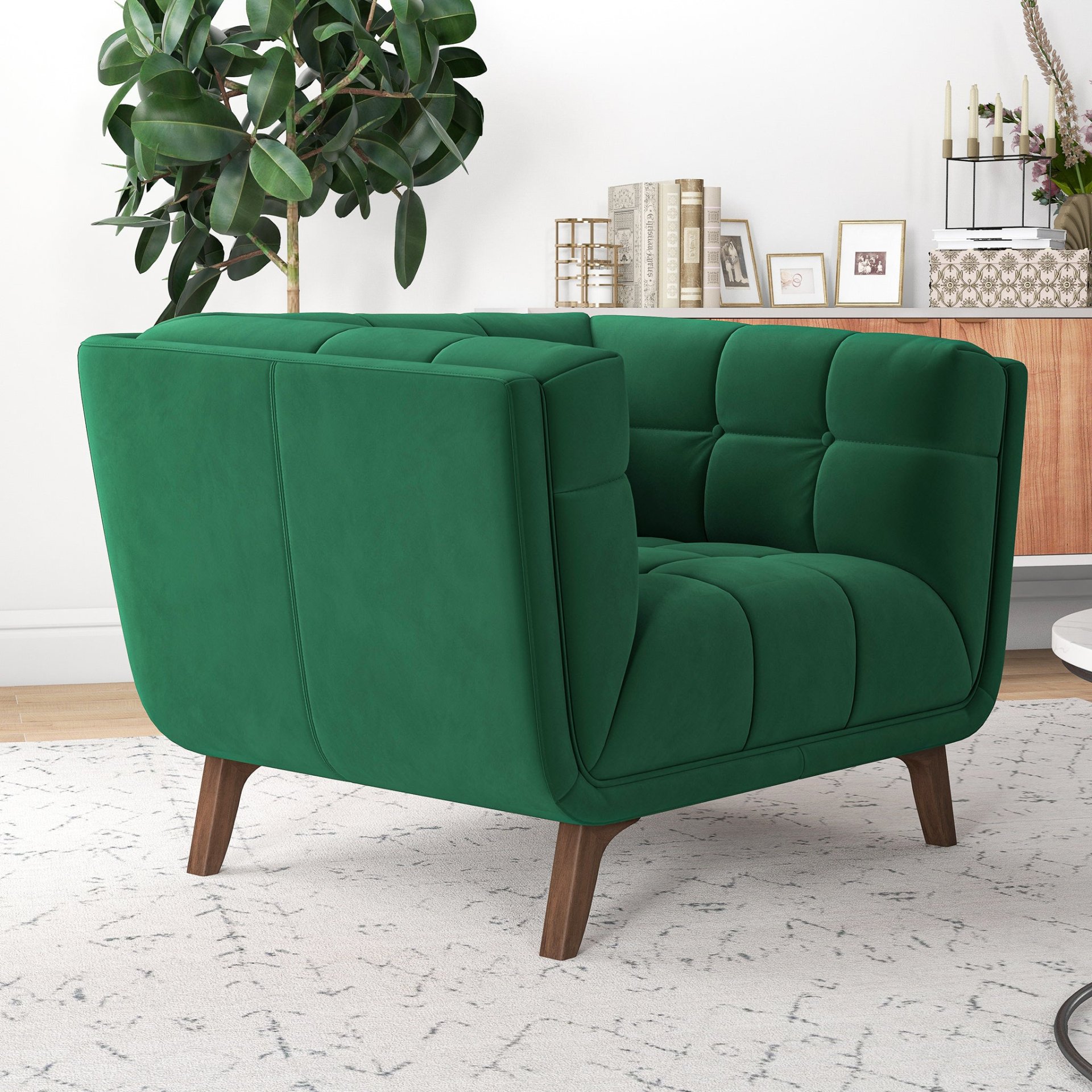 Addison - Lounge Chair Dark - Brown / Dark Green - Image 10