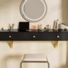 Floating Shelf With Drawer, Multi-Purpose Wall-Mounted Vanity Table, Mounted Desk, Floating Table For Bedroom, Bathroom, Hairdressers - Black / Golden - Image 21