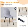 Luxury Simple Chair Linen Cotton High Resilience Dining Chair With Black Metal Legs (Set of 4) - Light Gray - Image 8