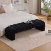 Modern Upholstered Armless Bed Bench With Channel Tufted Design Chenille - Black - Image 4