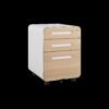 3 Drawer Mobile File Cabinet Under Desk Office, Simple Style Versatile Storage Cabinet For Legal / Letter / A4 Files, 5 Wheel Design Anti-Tilting Cold Rolled Steel Waterproof Moisture-Proof - White / Light Brown - Image 5