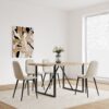 Modern Dining Chairs (Set of 4) With Linen Fabric Upholstered Seat, Spoon Shape Design - Black / Beige - Image 5