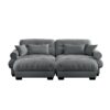 Modern Over Size Velvet 2 Seater Sofa With Ottoman And Round Bolster Armrests - Gray - Image 11