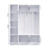 Tall Hall Tree With Shoe Storage, 4 In 1 Entryway Bench With 6 Cabinets, 4 Coat Hooks & Adjustable Shelf For Hallway - White - Image 11