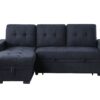 Ashlyn II - Woven Fabric Reversible Sleeper Sectional Sofa With Storage Chaise, Storage Arm, Cup Holder, Charging Ports, Side Pockets, and Pocket Coil Seating - Dark Gray - Image 9