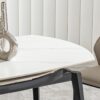 Modern Extendable Round Dining Table With Sintered Stone Top - White / Black - Image 11