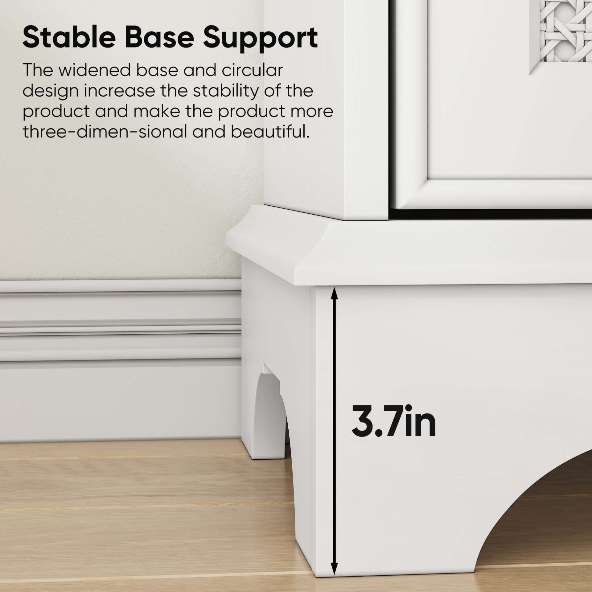 White 2 Door Rattan Storage Cabinet With Adjustable Partition, Medieval Modern Independent Buffet Cabinet, Multifunctional Decorative Cabinet Suitable For Living Room, Kitchen, Bathroom - White - Image 8