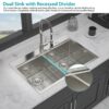Topmount Drop In Kitchen Sink, Double Bowl 60 / 40 Stainless Steel - Brushed Nickel - Image 5