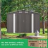 Large Metal Garden Shed With Double Door And Windows Waterproof Tool Shed - Gray - Image 9
