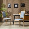French Country Dining Chairs (Set of 2) Elegant Cane Backrest & Upholstered Seats With Fluted Legs And Weathered - Slate Blue - Image 2