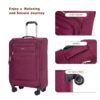 3 Piece Set (18/Travelbag /Toiletry Bag), Softshell Suitcase Spinner Wheels Terylene Polyester Luggage Sets Carry On Suitcase Luggage Lightweight Durable Suitcase - Wine Red - Image 13
