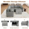 Sectional Sofa Convertible Pull Out Sofa Bed L - Shaped Sofa U - Shaped Sofa With A Movable Storage Ottoman For Living Room - Gray - Image 6