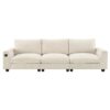 Sectional With Bluetooth Speaker Comfy Cloud Couch Set With Drop Down Table Cup Holders, USB Charger Storage Armrest Wide Seat Sofa - Beige - Image 23