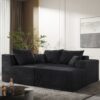 Modular L Shaped Sectional Sofa, Convertible Couch With Chaise Corduroy - Black - Image 6