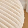 Modern Upholstered Round Ottoman Coffee Table With Storage Shelf And Metal Legs - Beige - Image 9