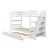Twin Over Twin Bunk Beds With Twin Trundle And Stairway Storage Function - White - Image 10