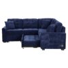 L-Shape Sofa Bed Pull-Out Sleeper Sofa With Wheels, USB Ports, Power Sockets For Living Room - Navy Blue - Image 18