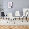 Modern Style Extended Seat Cushion Dining Chair Set, Splicing 4 Pieces - White / Black - Image 2