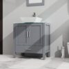 Bathroom Vanity And Sink Combo Glass Top Cabinet With Mirror - Gray - Image 5