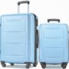 Expanable Spinner Wheel 2 Piece Luggage Set ABS Lightweight Suitcase With Tsa Lock 20" / 28" - Light Blue - Image 2