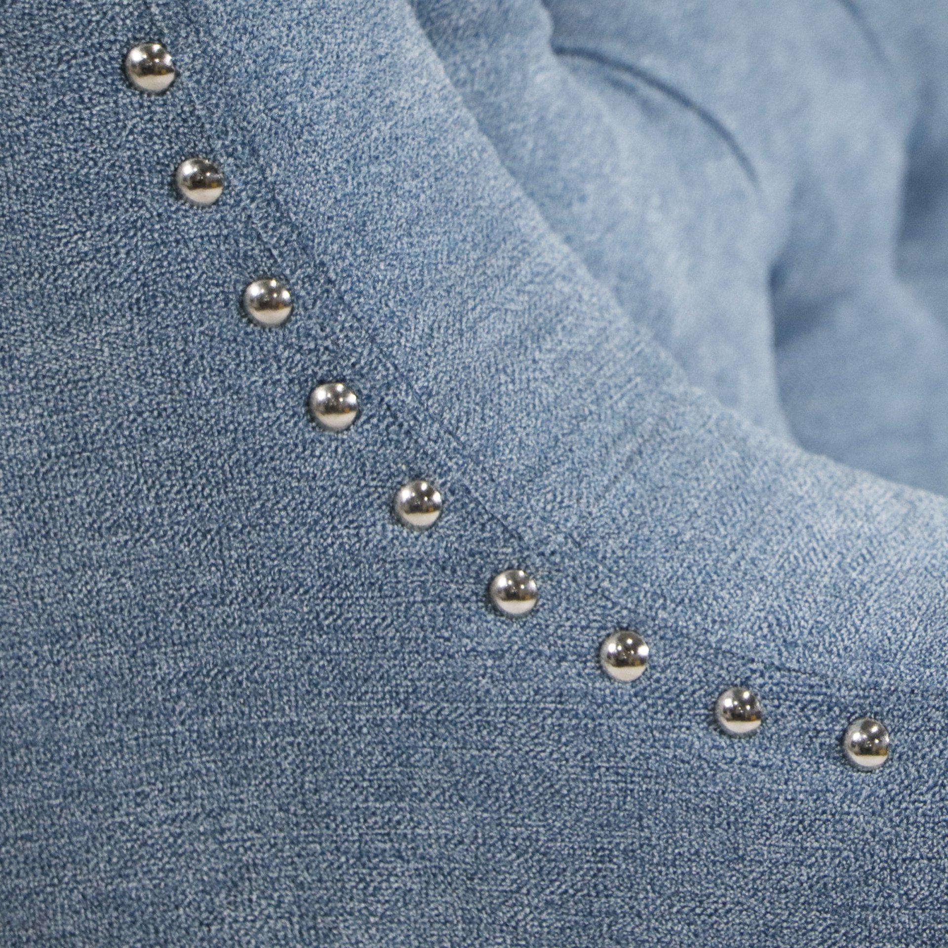 Accent Chair, Living Room Chair, Footrest Chair Set With Vintage Brass Studs, Button Tufted Upholstered Armchair For Living Room, Comfy Reading Chair For Bedroom, Reception Room - Blue - Image 19
