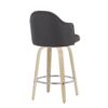 Ahoy - Mid-Century Modern Fixed Height Counter Stool With Natural Legs / Round Chrome Footrest (Set of 2) - Charcoal - Image 4