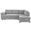 L Shaped Couch With Pull Out Bed And Storage Sectional Sleeper Sofa With Hidden Storage, Wide Armrest With Storage, For Living Room, Apartment, Bedroom, Office - Light Gray - Image 8