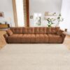 Modern 4 Seater Sofa With Solid Wood Frame, High Resilience Cushions - Burnt Orange - Image 14