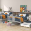 Full Over Full Bunk Bed With Twin Size Trundle And Ladder - Gray - Image 13